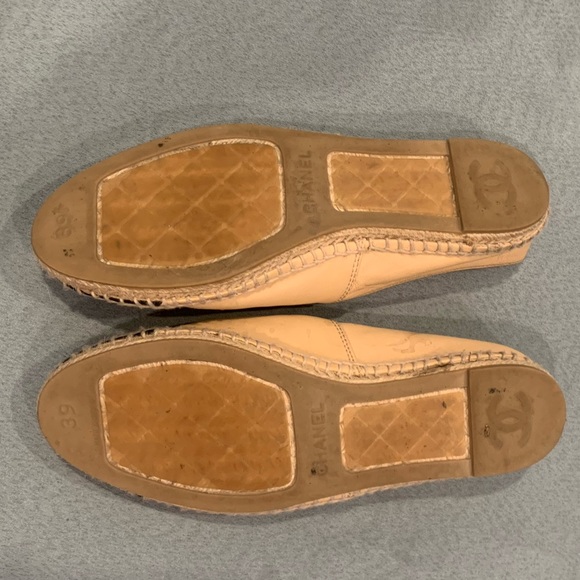 💚CHANEL Espadrille Flats Cap Toe Tan Black - Picture 16 of 16